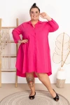 Sukienka koszulowa trapezowa EMILY fuksja Plus Size 46-58