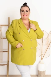 Długa Marynarka z guzikami MALAGA limonka Plus Size 44-54