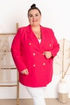 Długa Marynarka z guzikami MALAGA róż Plus Size 44-54