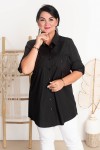 Koszula classic długa JOY czarna Plus Size 44-52