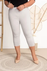 Materiałowe Rybaczki w gumę SWING z guziczkami siwe Plus Size 42-58