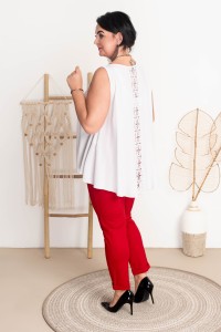 Lekka Bluzka bez rękawów DWAYN biała Plus Size 46/50
