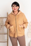 Kurtka Oversize z Bukli ARLETA camel Plus Size 44-50