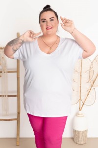 T-shirt Vneck WIWI biała Plus Size 48/54
