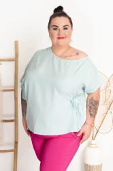 Bluzka Ponczo z wiązaniem LETI mięta Plus Size 46/54
