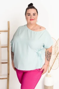 Bluzka Ponczo z wiązaniem LETI mięta Plus Size 46/54
