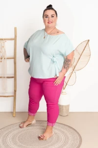Bluzka Ponczo z wiązaniem LETI mięta Plus Size 46/54