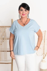 T-shirt VNeck DEVON błękitny Plus Size 42-52