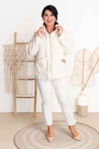 Kurtka Oversize z Bukli ARLETA śmietanka Plus Size 44-50