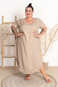 Sukienka Maxi JAJKO MEST beż Plus Size 50/54 