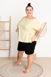 Bluzka Ponczo z wiązaniem LETI bananowa Plus Size 46/54