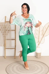 Sweterek siatka LALECZKA zielona Plus Size 42/46