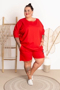 Bluza gładka CESAR czerwona Plus Size 48-58