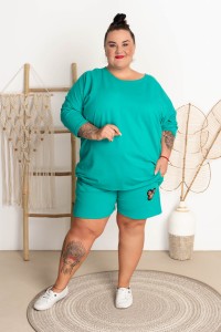 Bluza gładka CESAR turkus Plus Size 48-58