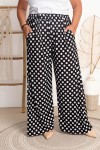 Spodnie z szeroką nogawką w grochy KULOTY czarne Plus Size 46/56
