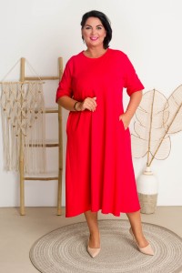 Sukienka dresowa NINA czerwona Plus Size 46/50