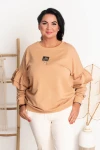 Bluza z falbankami na rękawach KORNEL camel Plus Size 44/50