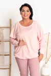 Bluza z falbaną na rękawach KOLI puder Plus Size 44/50