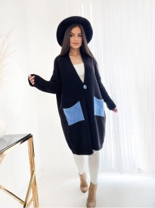 Kardigan Sweter LILY czarny Plus Size 44/50