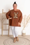 Bluza z naszywką JACK cynamonowa Plus Size 48-54
