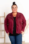 Ramoneska z Zamszu KING bordo Plus Size 44-52
