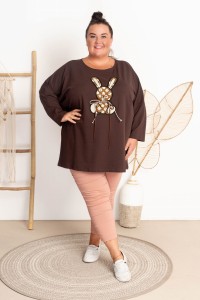 Bluza z naszywką JACK czekoladowa Plus Size 48-54