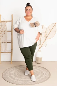 Sweterek z ważką KATLINA ecru Plus Size 48-58