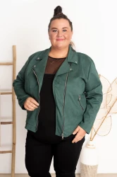 Ramoneska z Zamszu KING butelkowa zieleń Plus Size 44-52 