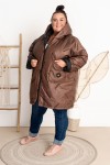 Kurtka Oversize na jesień YOLO czekoladowa Plus Size 50-58