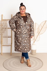 Płaszcz długi z kapturem SUN pantera Plus Size 42-52