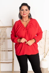 Bluzka z wiązaniem KAYA czerwona Plus Size 44/48