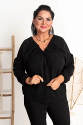 Bluzka z wiązaniem KAYA czarna Plus Size 44/48