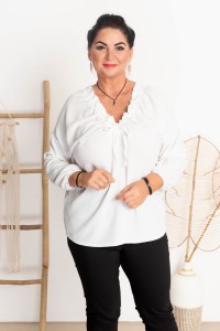Bluzka z wiązaniem KAYA biała Plus Size 44/48