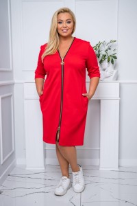 Sukienka z suwakami SALMA czerwona Plus Size 44-56