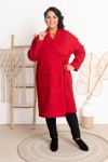Płaszczyk flauszowy z paskiem KATIA czerwony Plus Size 46/52