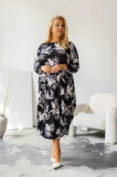 Sukienka Maxi z Paskiem JOJO wzór 1 Plus Size 46/52