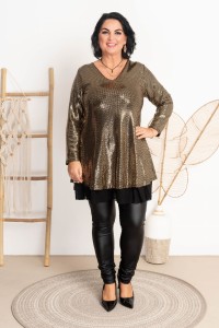 Tunika cekinowa z falbanką SANDRA złota Plus Size 44/48