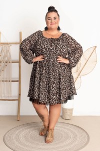 Sukienka szyfonowa FIFI panterka Plus Size 48/54