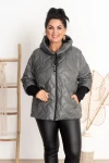 Krótka Kurtka pikowana NAZAR siwa Plus Size 44-50