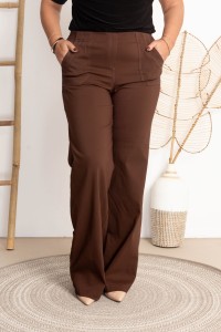 Spodnie w gumę z szeroką nogawką MIKSA 11 czekoladowe Plus Size 42-56
