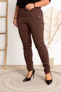 Spodnie w gumkę MIKSA DŁUGIE 09 wysoki stan brąz Plus Size 42-60
