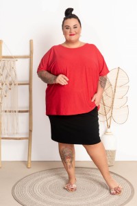 Bluzka z brokatem SERGIO czerwona Plus Size 48-56