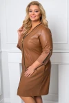 Sukienka z suwakami SALMA camel EkoSkóra Plus Size 44-56 
