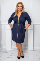 Sukienka z suwakami SALMA granatowa Plus Size 44-56