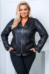  Kurteczka żakiecik CAMELLIA EkoSkóra czarna Plus Size 44-56