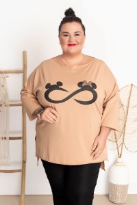 Bluzka Laserówka ROBIN camel Plus Size 50/56