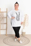 Bluza z rozporkami DIEGO biała  Plus Size 48/54
