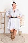 Sukienka koszulowa trapezowa EMILY biała Plus Size 46-58
