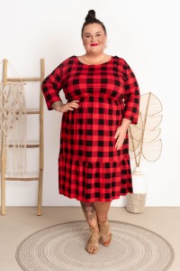 Sukienka  SPARK krata Plus Size 48-56