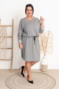 Sukienka dresowa z troczkiem BEATRIX siwa Plus Size 44/48